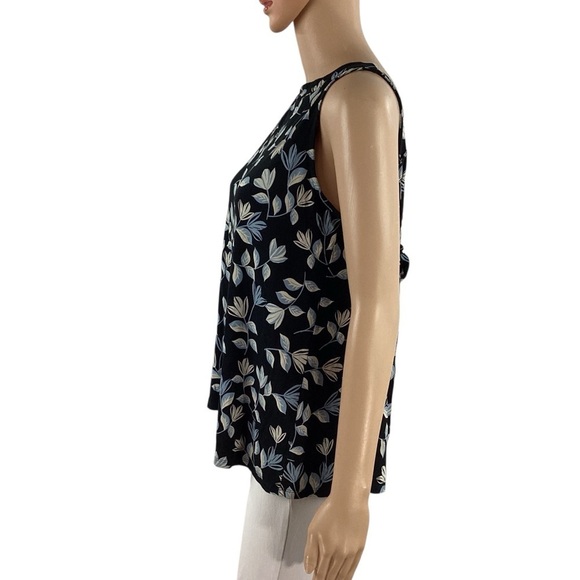 J.Jill Wearever Floral Sleeveless Tank Top Black Multicolor Drape Back Small - Picture 4 of 7